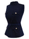 [Vorverkauf] 2PCS Blau 1950er Mehrere-Taschen Top & Plissiertes Rock