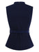 [Vorverkauf] 2PCS Blau 1950er Mehrere-Taschen Top & Plissiertes Rock