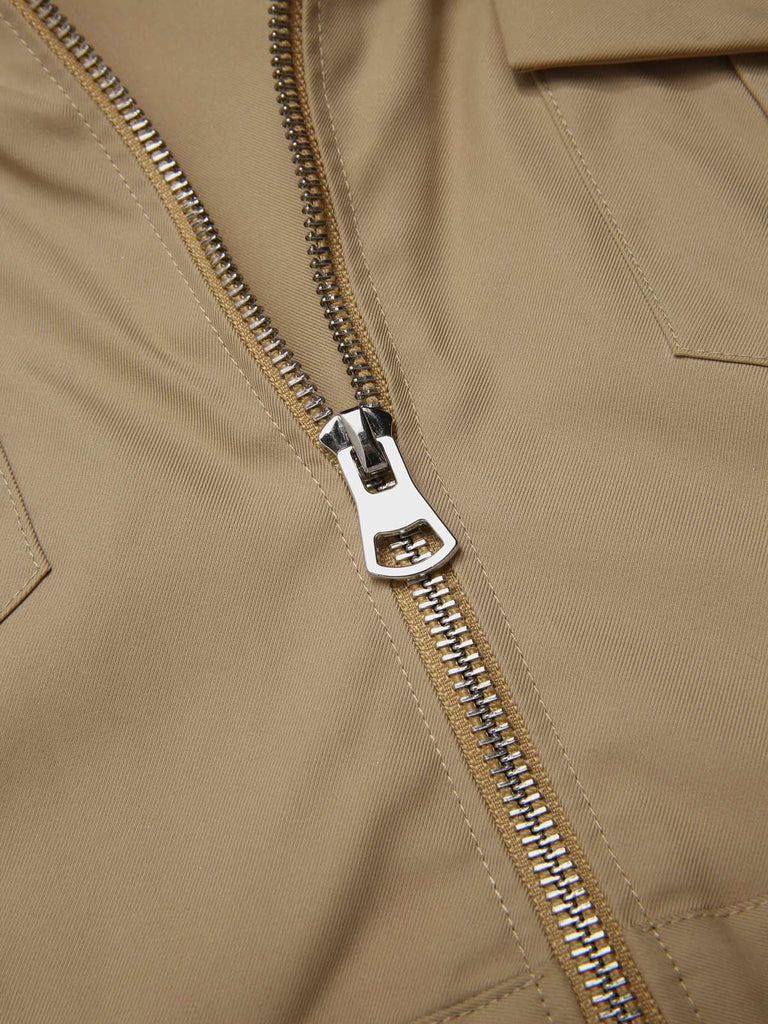 [Vorverkauf] 2PCS Khaki 1960er Plaid Patchwork Jacke & Plissiertes Rock