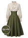 [Vorverkauf] 1950er Viktorianisch Bogen Tie Rüschen Langarm Kleid