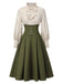 [Vorverkauf] 1950er Viktorianisch Bogen Tie Rüschen Langarm Kleid