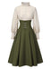 [Vorverkauf] 1950er Viktorianisch Bogen Tie Rüschen Langarm Kleid