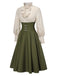 [Vorverkauf] 1950er Viktorianisch Bogen Tie Rüschen Langarm Kleid