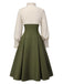 [Vorverkauf] 1950er Viktorianisch Bogen Tie Rüschen Langarm Kleid