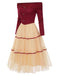[Vorverkauf] Rot 1950er Schulterfrei Bürstenvoller Strick Tulle Cake Kleid