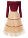 [Vorverkauf] Rot 1950er Schulterfrei Bürstenvoller Strick Tulle Cake Kleid