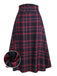 [Vorverkauf] Schwarz 1940er Hohe Taille Plaid Midi Rock