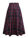 [Vorverkauf] Schwarz 1940er Hohe Taille Plaid Midi Rock