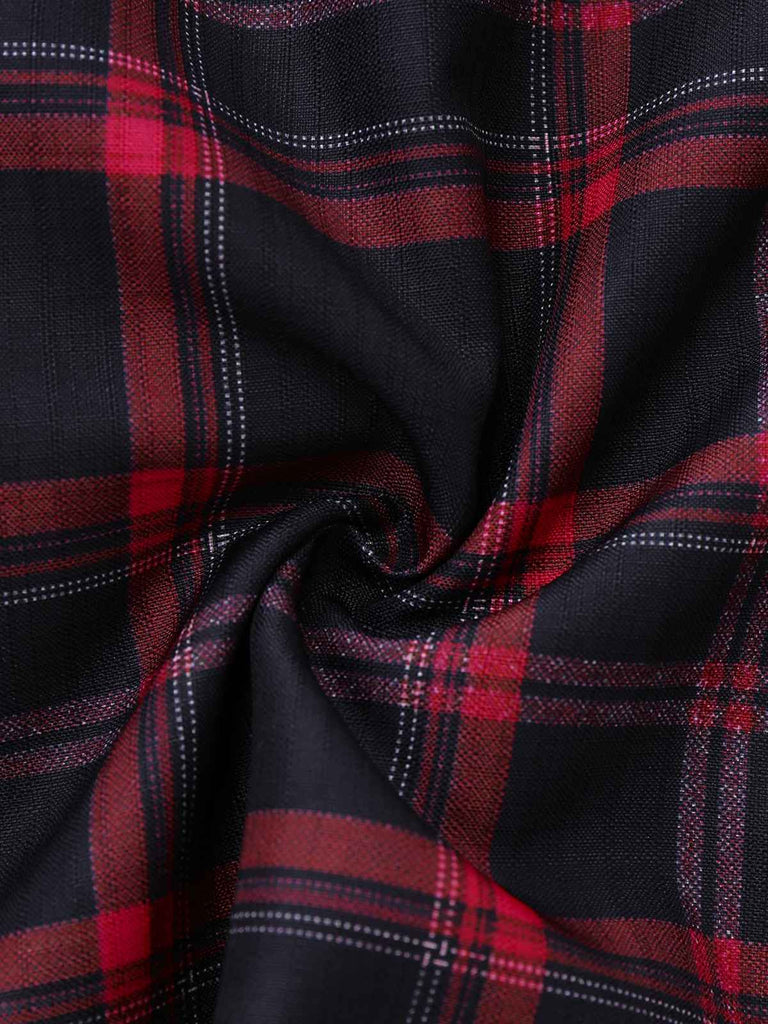 [Vorverkauf] Schwarz 1940er Hohe Taille Plaid Midi Rock