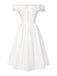 [Vorverkauf] Weiß 1950er Schulterfrei Cut-Out Blumen Kleid
