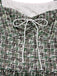 [Vorverkauf] Grün 1950er Doppelt Rüschenärmel Bogen Plaid Netz Kleid