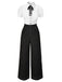 [Vorverkauf] Schwarz 1930er Hemdkragen Kellerfalte Denim Jumpsuit