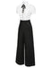 [Vorverkauf] Schwarz 1930er Hemdkragen Kellerfalte Denim Jumpsuit