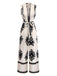 Beige 1970er Tief V-Ausschnitt Ethnisch Drucken Jumpsuit