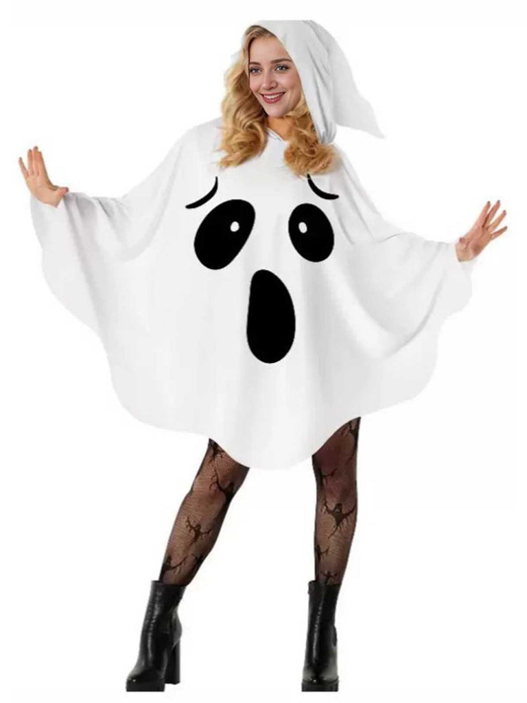 Weiß 1970er Halloween Geist Hooded Cape