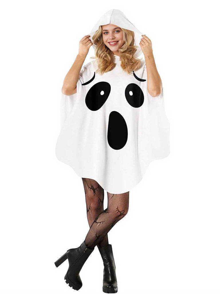 Weiß 1970er Halloween Geist Hooded Cape