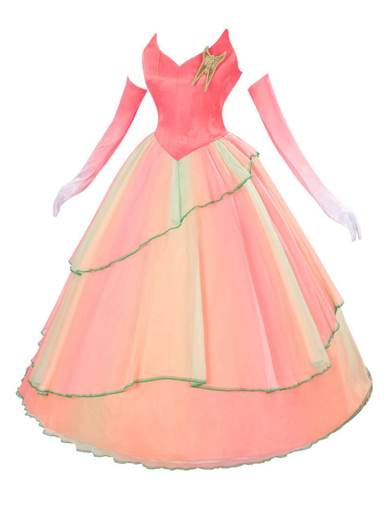 2PCS Rosa 1970er Böse Hexe Glinda Top & Rock Set