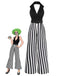 [Vorverkauf] Schwarz 1960er Streifen Revers Halter Weites Bein Jumpsuit