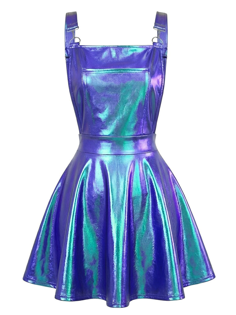 1970er Metallisch Holographic Suspender Kleid