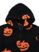 Orange 1930er Halloween Kürbis Reißverschluss Jumpsuit Mit Kapuze