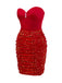 [Vorverkauf] Rot 1960er Trägerlos Perle Pailletten Gerüschtes Enges Kleid