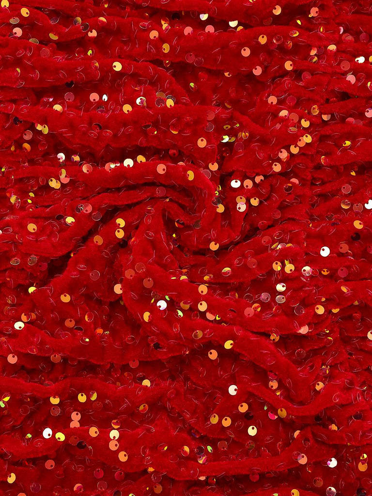 [Vorverkauf] Rot 1960er Trägerlos Perle Pailletten Gerüschtes Enges Kleid