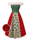 [Vorverkauf] Rot & Grün 1940er Weihnachten Pelzkragen Winterbeere Kleid