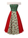 [Vorverkauf] Rot & Grün 1940er Weihnachten Pelzkragen Winterbeere Kleid