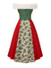 [Vorverkauf] Rot & Grün 1940er Weihnachten Pelzkragen Winterbeere Kleid