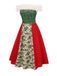 [Vorverkauf] Rot & Grün 1940er Weihnachten Pelzkragen Winterbeere Kleid