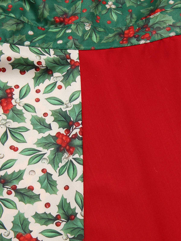 [Vorverkauf] Rot & Grün 1940er Weihnachten Pelzkragen Winterbeere Kleid