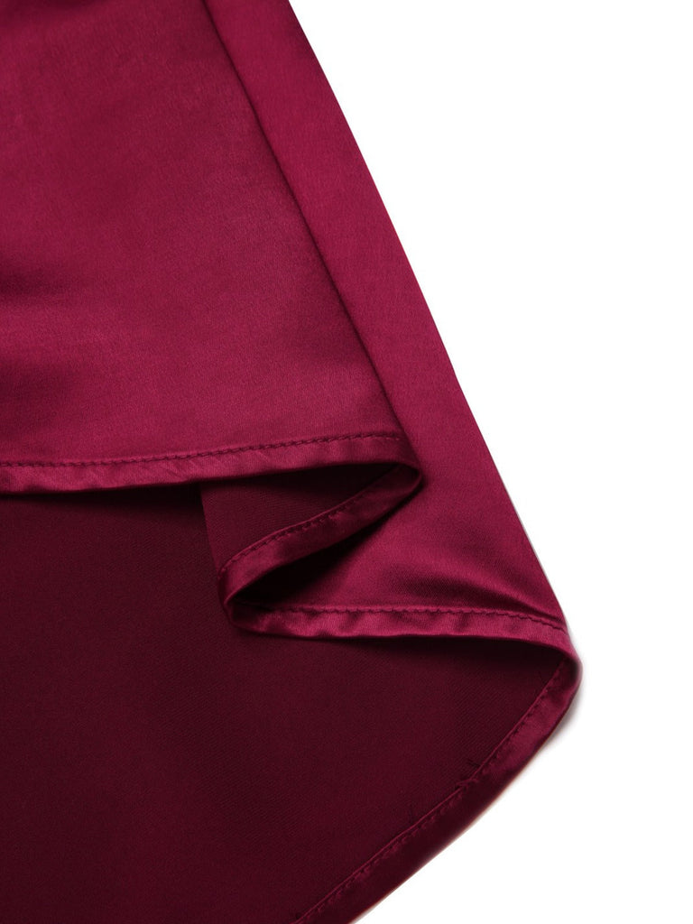 [Vorverkauf] Tiefrot 1950er Taste Tasche Plissiertes Kleid