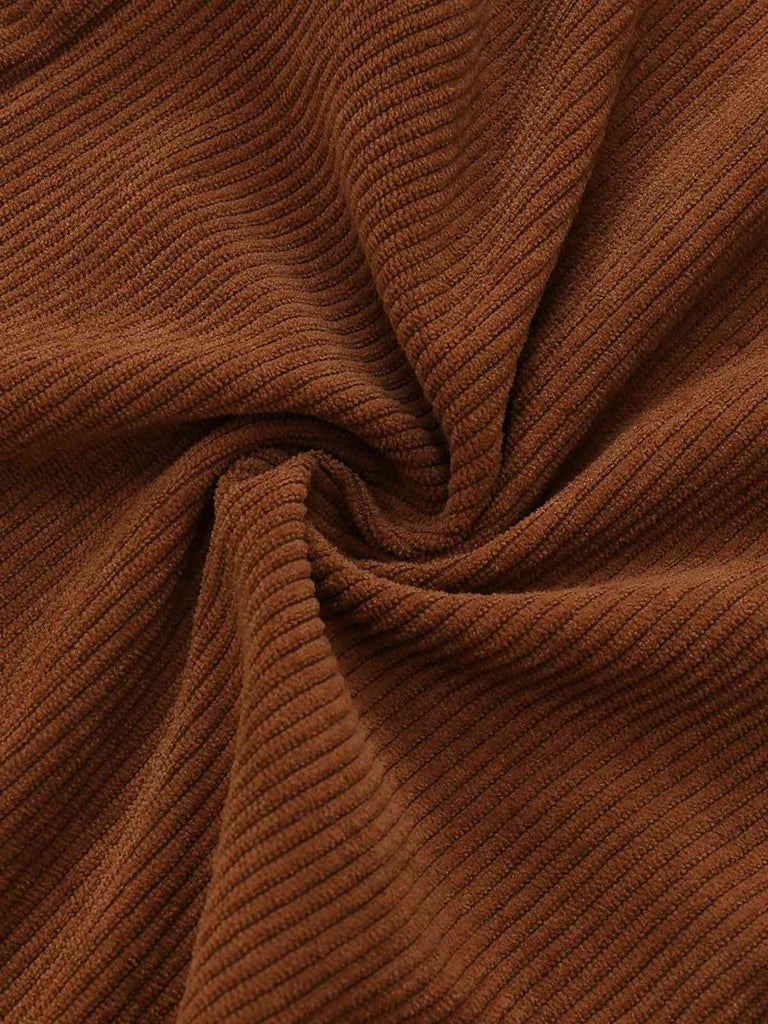 [Vorverkauf] Orange 1970er Gänseblümchen Cord Krawattenhals Jumpsuit