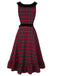 [Vorverkauf] Rot 1940er Scottish Plaid Samt Patchwork Rüschen Kleid