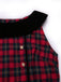 [Vorverkauf] Rot 1940er Scottish Plaid Samt Patchwork Rüschen Kleid