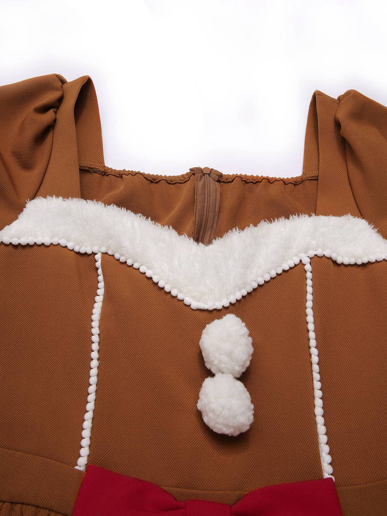 [Vorverkauf] Kurkuma 1950er Lebkuchenmann Plüschbesatz Kleid