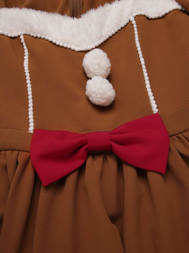 [Vorverkauf] Kurkuma 1950er Lebkuchenmann Plüschbesatz Kleid