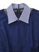 [Vorverkauf] Blau 1960er Plaid Revers Patchwork Plissiertes Kleid