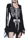 Schwarz 1980er Halloween Schädel Drucken Mini Kleid