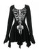 Schwarz 1980er Halloween Schädel Drucken Mini Kleid