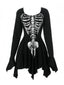 Schwarz 1980er Halloween Schädel Drucken Mini Kleid