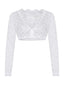 1950er Solide Oktoberfest Spitze Illusion Langarm Crop Top