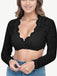1950er Solide Oktoberfest Spitze Illusion Langarm Crop Top