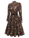 [Vorverkauf] Braun 1980er Blumen Spitze Patchwork Cord Kleid