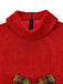 [Vorverkauf] Rot 1950er Weihnachten Rollkragen Glitzer Pullover Plaid Kleid