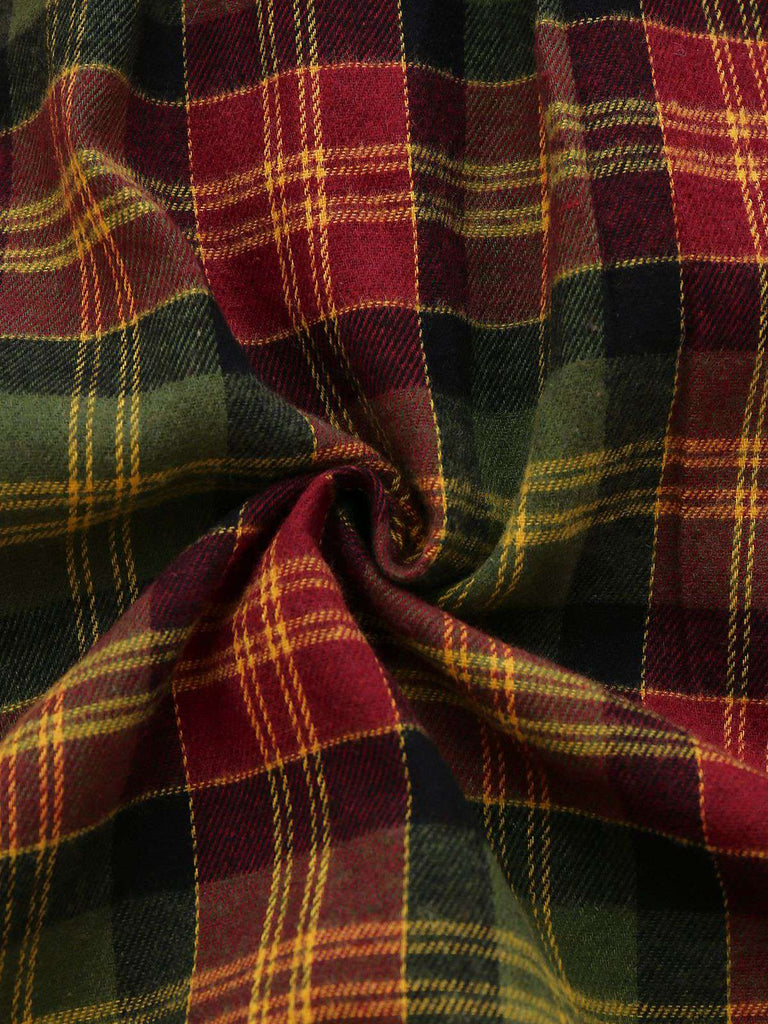 [Vorverkauf] Rot 1950er Weihnachten Rollkragen Glitzer Pullover Plaid Kleid