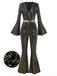 [Vorverkauf] Schwarz & Gold 1980er Pailletten Glockenärmel Jumpsuit