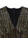[Vorverkauf] Schwarz & Gold 1980er Pailletten Glockenärmel Jumpsuit