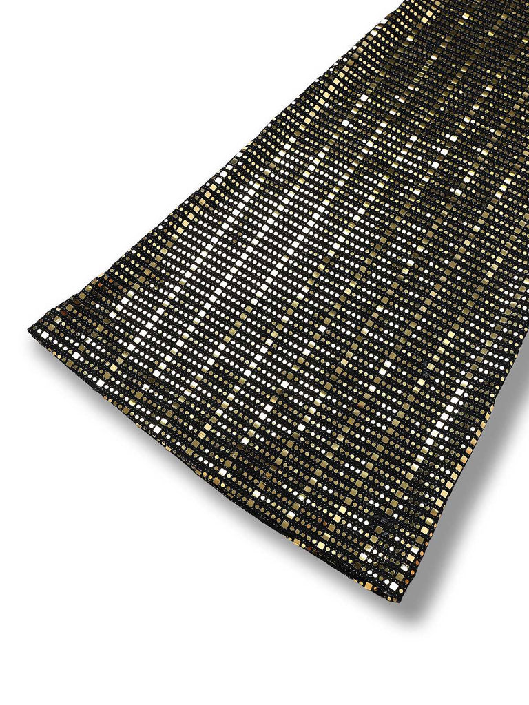[Vorverkauf] Schwarz & Gold 1980er Pailletten Glockenärmel Jumpsuit