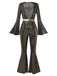 [Vorverkauf] Schwarz & Gold 1980er Pailletten Glockenärmel Jumpsuit